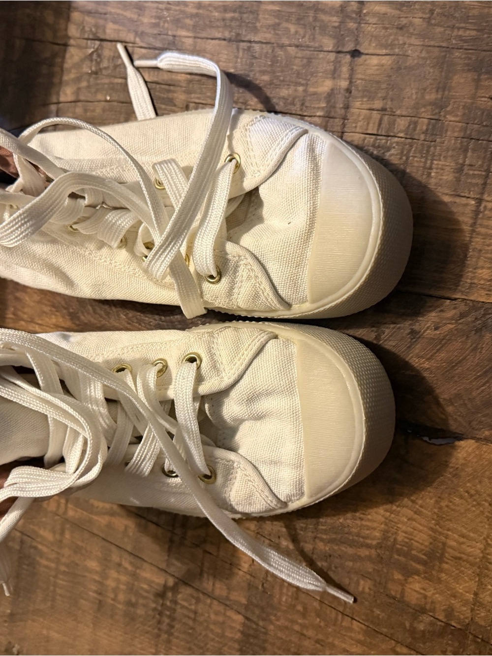AllSaints Women's Off-White Canvas High-Top Sneaker - Picture 2 of 8